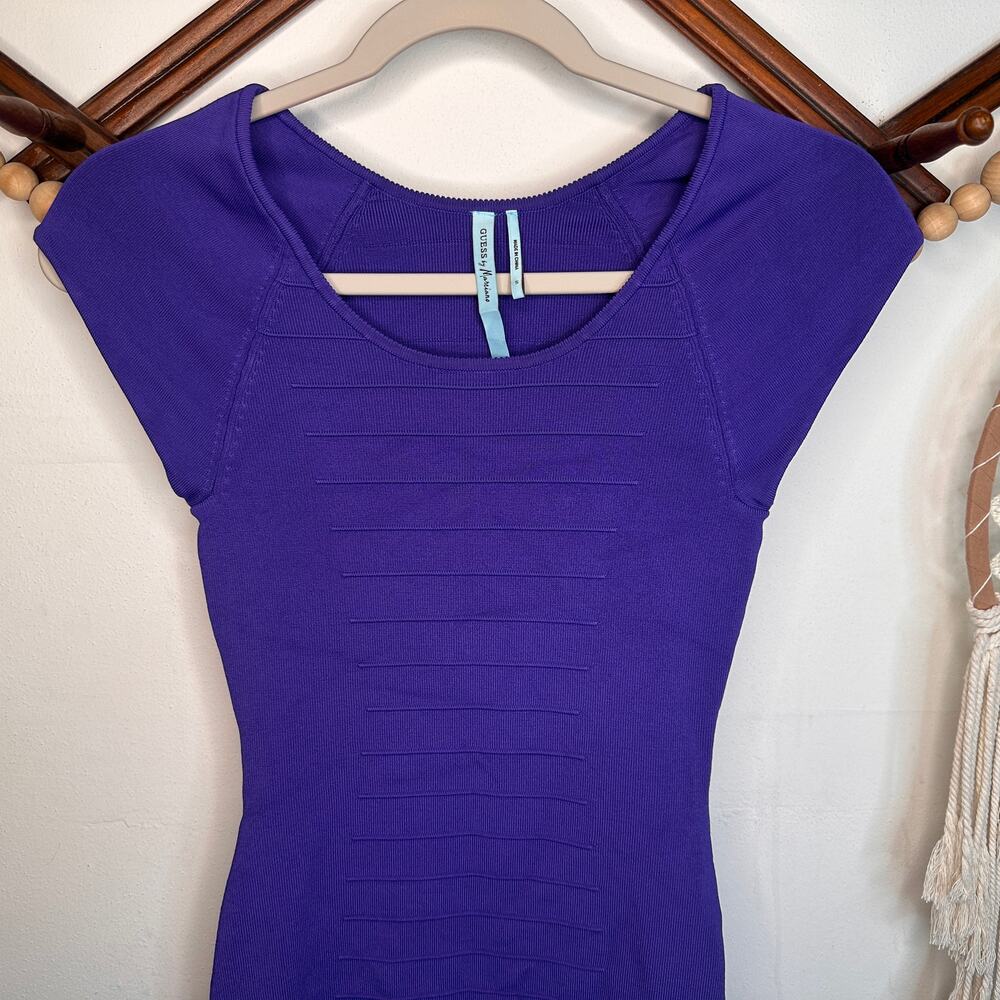 Guess by Marciano Cap Sleeve Purple Bandage Dress